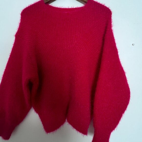 PINCH Sweater M Oversize L Knit Bright Pink Cozy pullover glimmer threads COZY - Picture 3 of 8